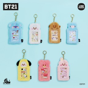 BT21 フォトカードキーホルダー ver.2 ふわふわ もこもこ (ステッカー付き)